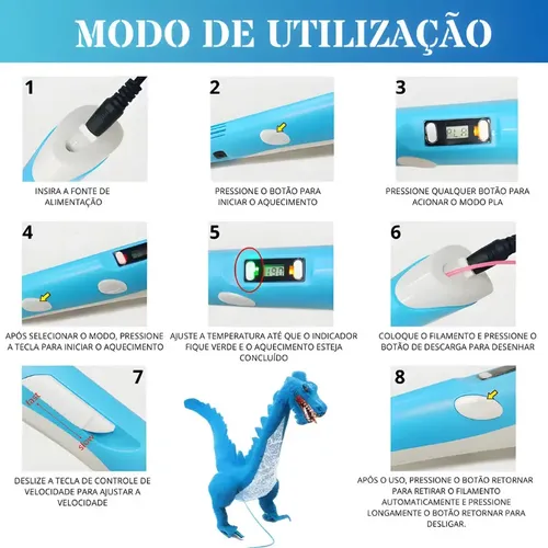Caneta 3d Impressora Profissional Infantil Com Refil E Cabo Usb - Rosa
