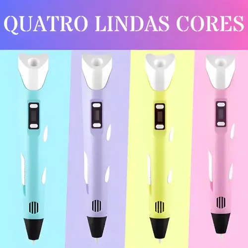 Caneta 3d Impressora Profissional Infantil Com Refil E Cabo Usb - Rosa
