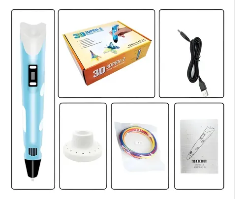 Caneta 3d Impressora Profissional Infantil Com Refil E Cabo Usb - Rosa