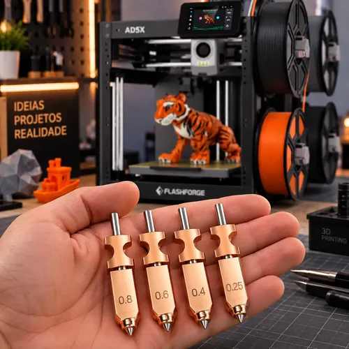Bico Para Ad5x 0.2/0.4/0.6/0.8mm Impressora 3d 0.25mm