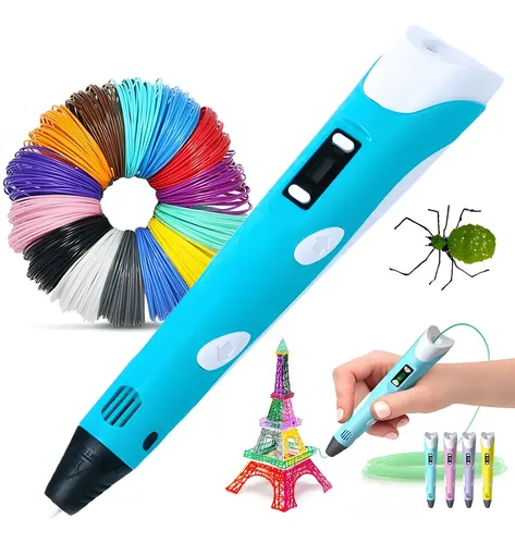 Caneta 3d Impressora Profissional Infantil Com Refil E Cabo Usb Azul