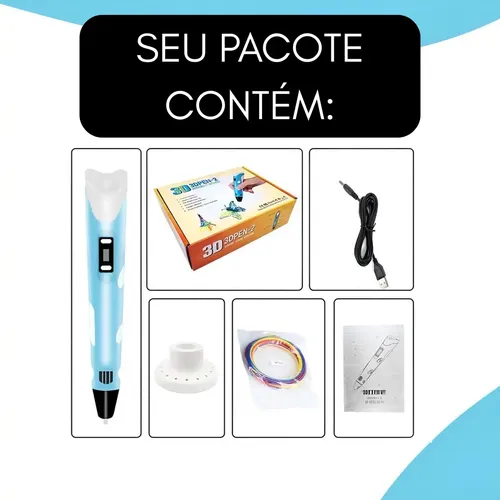 Caneta 3d Impressora Profissional + Refil +cabo Usb Infantil
