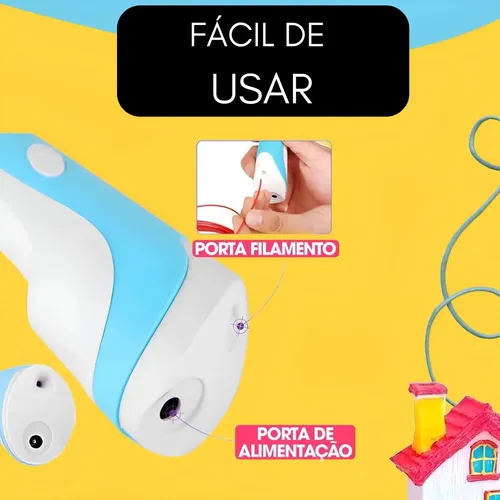 Caneta 3d Impressora Profissional + Refil +cabo Usb Infantil
