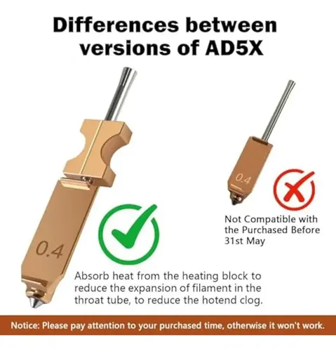 Hotend Bico Ad5x Aço Endurecido Impressora 3d