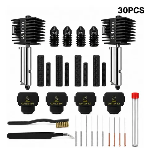 Kit 30 peças Bico 0.4mm Compatível A1 / A1 Mini Acessorios Para Impressora 3d com Pincel E pinça E Agulha De Limpeza E Bico 0.2/0.4/0.6/0.8 Suavizador Limpador Silicone