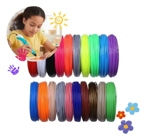 Refil Filamento Caneta 3d 100mts Kit Pla 20 Cores Impressora Variadas 127/220v